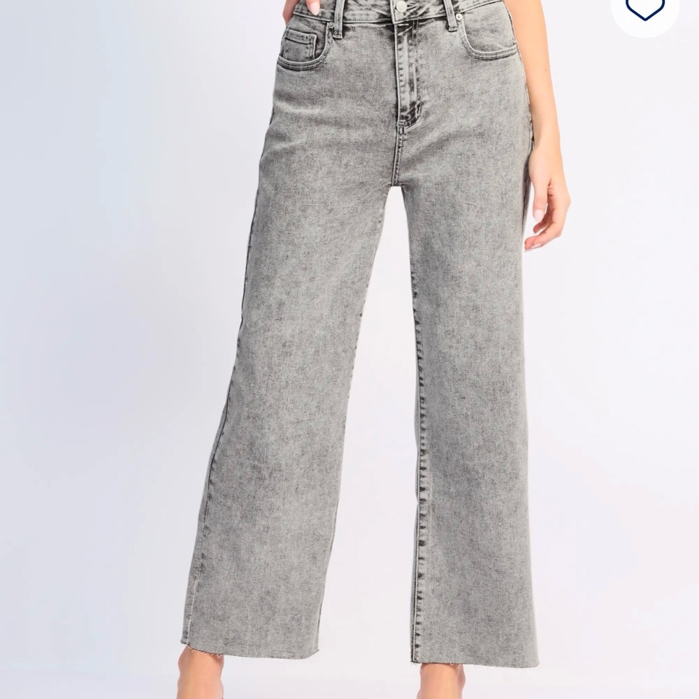 Women's Grey Wide-Leg Jeans